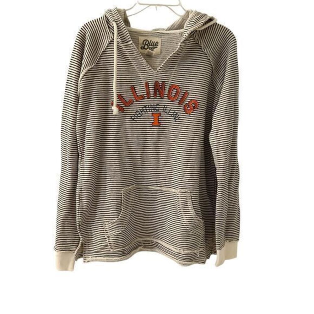 Blue 84 Illinois Fighting Illini Womens Basketbacll Hooded Striped Shirt Size‎ M